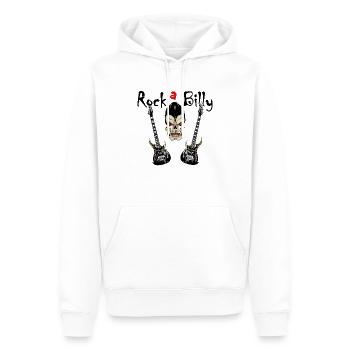 skull rockabilly - Sweat à capuche Premium bio Homme - blanc - Devant - Nico (187cm)