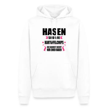 Hasen sind wie Chips - Männer Premium Bio Hoodie - Weiß - Vorne - Nico (187cm)
