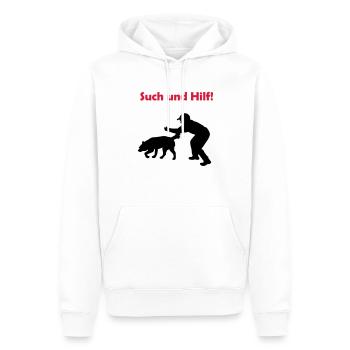 such_und_hilf_cb - Männer Premium Bio Hoodie - Weiß - Vorne - Nico (187cm)