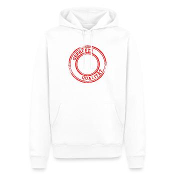 geprüfte qualität Stempel - Männer Premium Bio Hoodie - Weiß - Vorne - Nico (187cm)