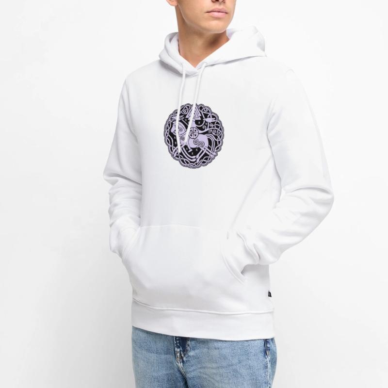 Odin auf Sleipnir mit Hugin und Munin 2C Männer Premium Bio Hoodie