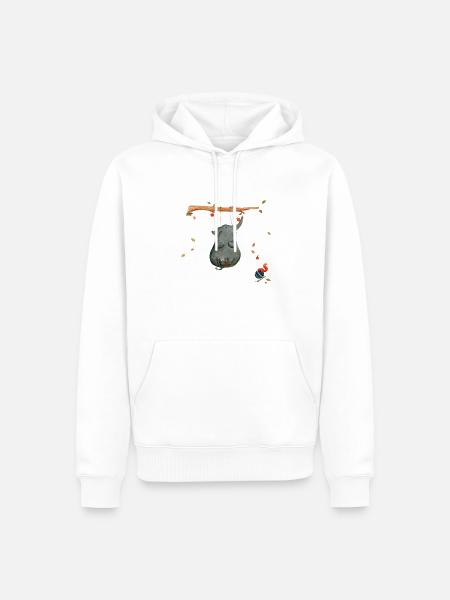 schaukeln mit Eichhörnchen - Männer Premium Bio Hoodie - Weiß