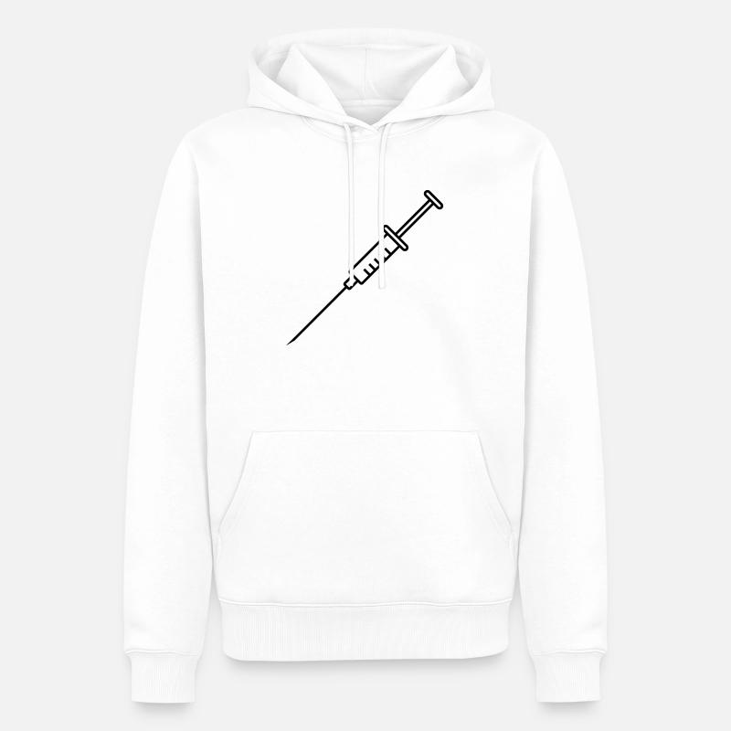 Seringue / Syringe / Spritze / Jeringa / Siringa - Sweat à capuche Premium bio Homme - blanc
