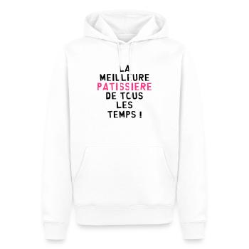 Boulanger / Pâtissier / Pain / Gâteau / Pâtisserie - Sweat à capuche Premium bio Homme - blanc - Devant - Nico (187cm)