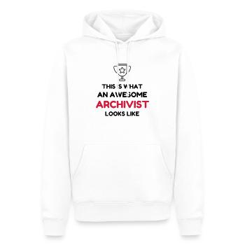 Archiviste / Archives / Travail / Métier / Job - Sweat à capuche Premium bio Homme - blanc - Devant - Nico (187cm)