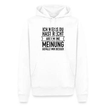 Ich Weiss Du Hast Recht - Men’s Premium Organic Hoodie - white - Front - Nico (187cm)