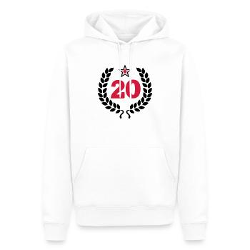20 - Zwanzig - Birthday - runder Geburtstag - Männer Premium Bio Hoodie - Weiß - Vorne - Nico (187cm)