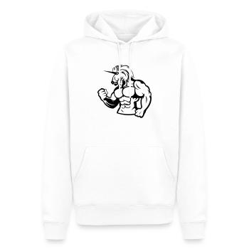 strong_unicorn_001 - Männer Premium Bio Hoodie - Weiß - Vorne - Nico (187cm)