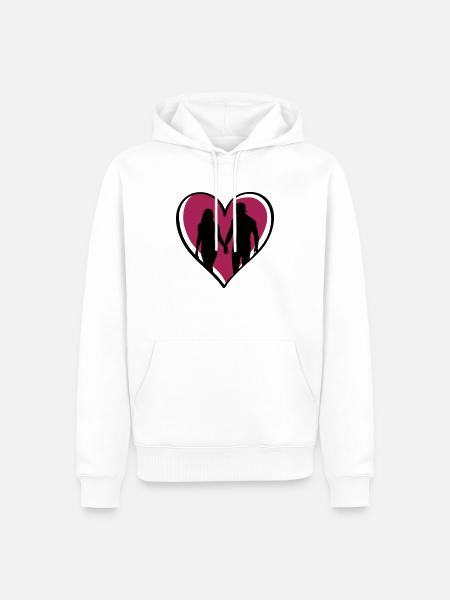 couple heart - Männer Premium Bio Hoodie - Weiß