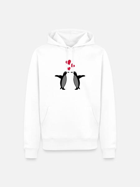 penguins hearts - Men’s Premium Organic Hoodie - white