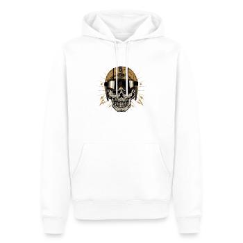 Kopf des Todes Kopf Motorrad krane skull motorcycle - Männer Premium Bio Hoodie - Weiß - Vorne - Nico (187cm)