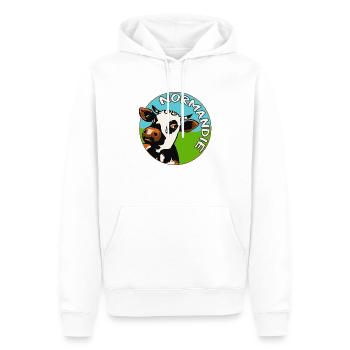 Vache Normande - Sweat à capuche Premium bio Homme - blanc - Devant - Nico (187cm)