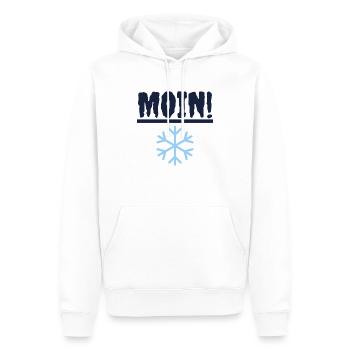 Moin bei der Kälte. - Männer Premium Bio Hoodie - Weiß - Vorne - Nico (187cm)