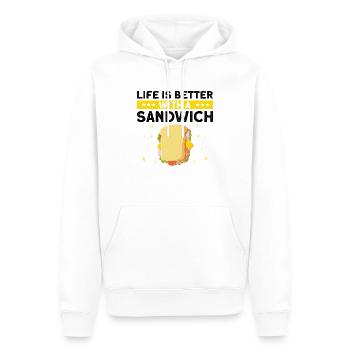 Life is Better with Sandwich Food BBQ - Men’s Premium Organic Hoodie - white - Front - Nico (187cm)