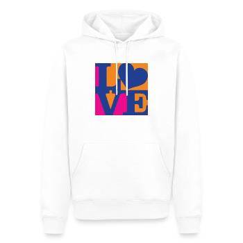 Love WordPlay art original 6 - Sweat à capuche Premium bio Homme - blanc - Devant - Nico (187cm)