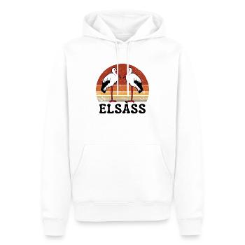 ELSASS Alsace cigognes Sunset rétro vintage humour - Sweat à capuche Premium bio Homme - blanc - Devant - Nico (187cm)