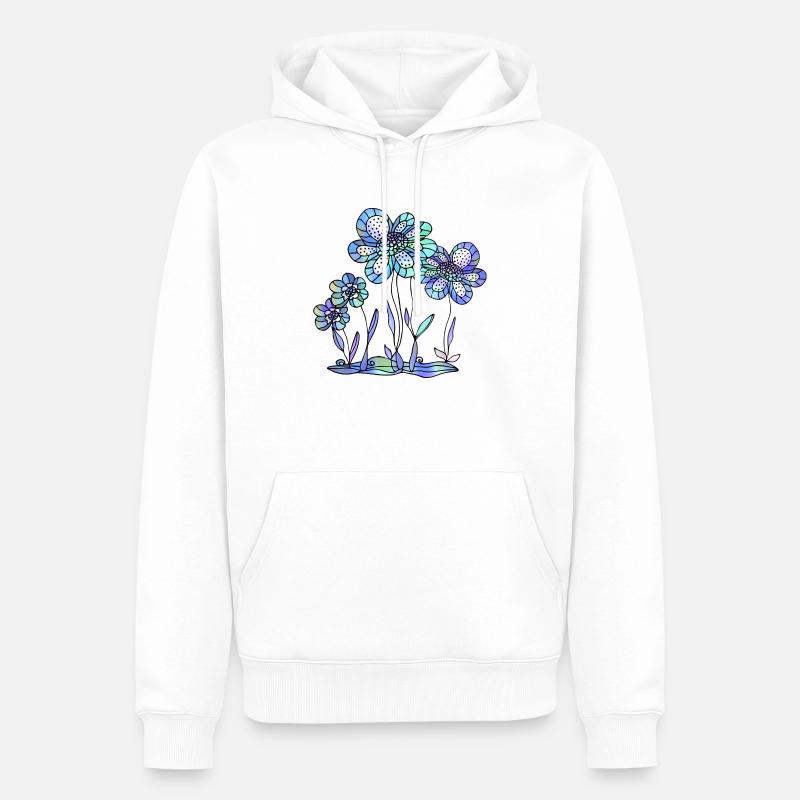 Fleur - Sweat à capuche Premium bio Homme - blanc