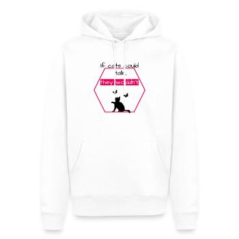 J’aime les vêtements / Si les chats - Sweat à capuche Premium bio Homme - blanc - Devant - Nico (187cm)