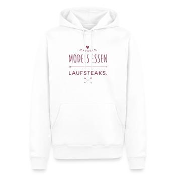 Models essen Laufsteaks --- Neues, tolles T-Shirt - Männer Premium Bio Hoodie - Weiß - Vorne - Nico (187cm)