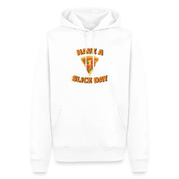 PRENEZ UNE TRANCHE DE PIZZA - Sweat à capuche Premium bio Homme - blanc - Devant - Nico (187cm)