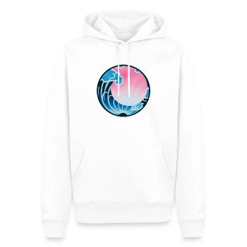 Rosa Kanagawa - Männer Premium Bio Hoodie - Weiß - Vorne - Nico (187cm)