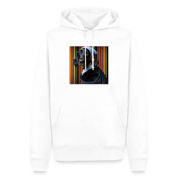 Flat Coated Retriever mit Perlenohrring_bunt - Männer Premium Bio Hoodie - Weiß - Vorne - Nico (187cm)