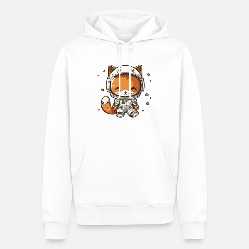 Kawaii mignon Happy Astronaut Fox - Sweat à capuche Premium bio Homme - blanc