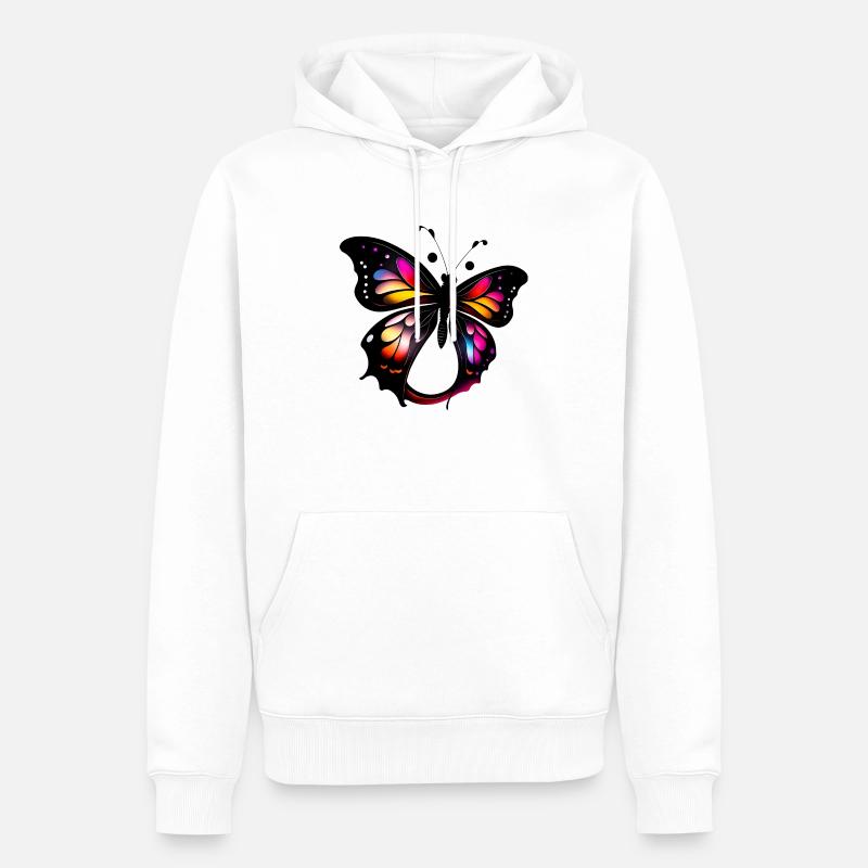 Papillon - Sweat à capuche Premium bio Homme - blanc