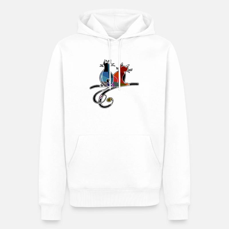 Chats - Sweat à capuche Premium bio Homme - blanc