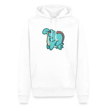 hugadino Hugattack, Dino, süßer Dinosaurier - Männer Premium Bio Hoodie - Weiß - Vorne - Nico (187cm)