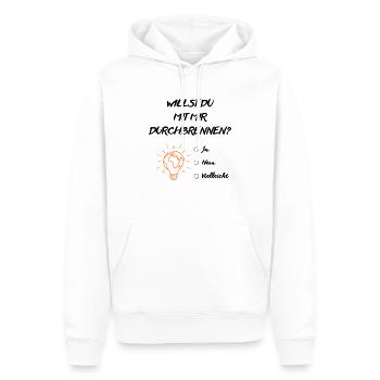 Willst du mit mir durchbrennen - Männer Premium Bio Hoodie - Weiß - Vorne - Nico (187cm)