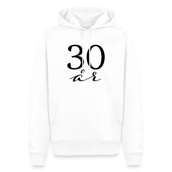 30 ans - Sweat à capuche Premium bio Homme - blanc - Devant - Nico (187cm)