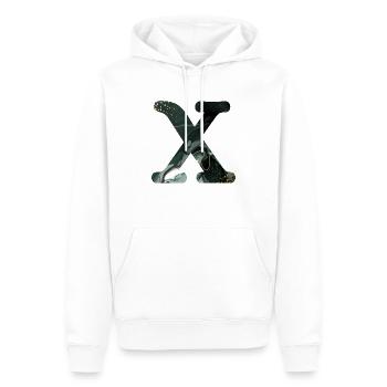 Lettre x marbré vert - Sweat à capuche Premium bio Homme - blanc - Devant - Nico (187cm)