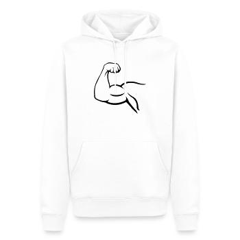 biceps - Men’s Premium Organic Hoodie - white - Front - Nico (187cm)