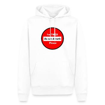 Je suis fatigué ne pas déranger s'il vous plait - Sweat à capuche Premium bio Homme - blanc - Devant - Nico (187cm)