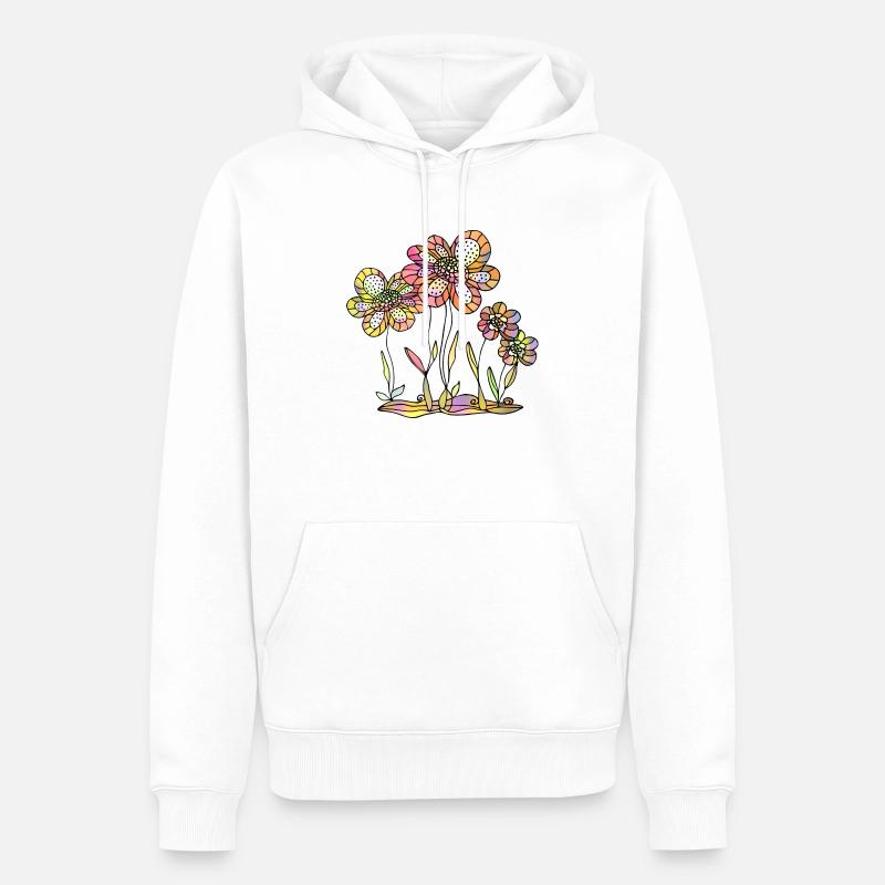 Fleur - Sweat à capuche Premium bio Homme - blanc