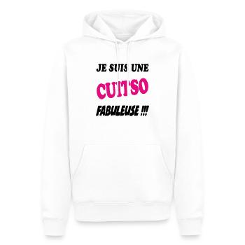 Je suis une cuisto fabuleuse !!! - Sweat à capuche Premium bio Homme - blanc - Devant - Nico (187cm)