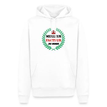 MEILLEUR FACTEUR DU MONDE - Sweat à capuche Premium bio Homme - blanc - Devant - Nico (187cm)