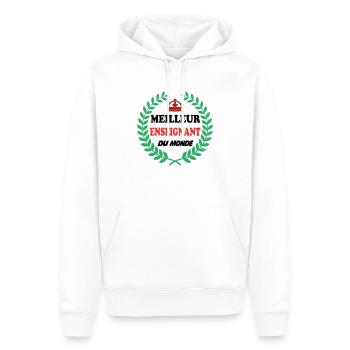 MEILLEUR ENSEIGNANT DU MONDE - Sweat à capuche Premium bio Homme - blanc - Devant - Nico (187cm)