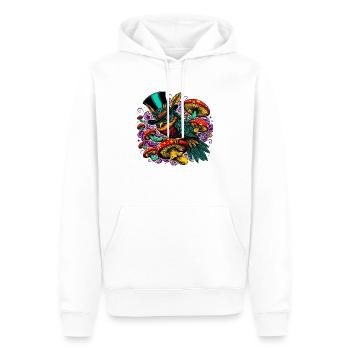Hibou coloré avec chapeau haut de forme - Sweat à capuche Premium bio Homme - blanc - Devant - Nico (187cm)