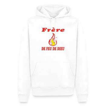 Frère DE FEU DE DIEU - Sweat à capuche Premium bio Homme - blanc - Devant - Nico (187cm)