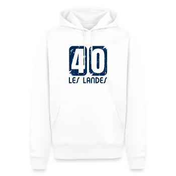 023b 40 LES LANDES2 - Sweat à capuche Premium bio Homme - blanc - Devant - Nico (187cm)