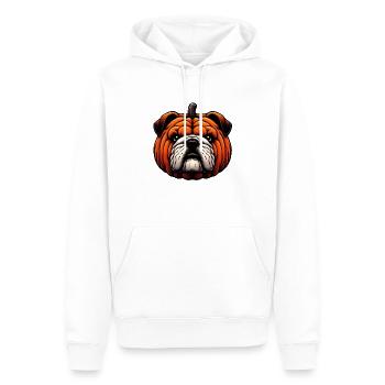 Englische Bulldogge Kürbis - Halloween Hund - Männer Premium Bio Hoodie - Weiß - Vorne - Nico (187cm)