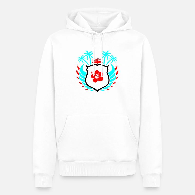 Paradis Fleur d’Hibiscus - Sweat à capuche Premium bio Homme - blanc