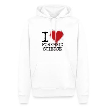 J’adore la criminalistique - Sweat à capuche Premium bio Homme - blanc - Devant - Nico (187cm)