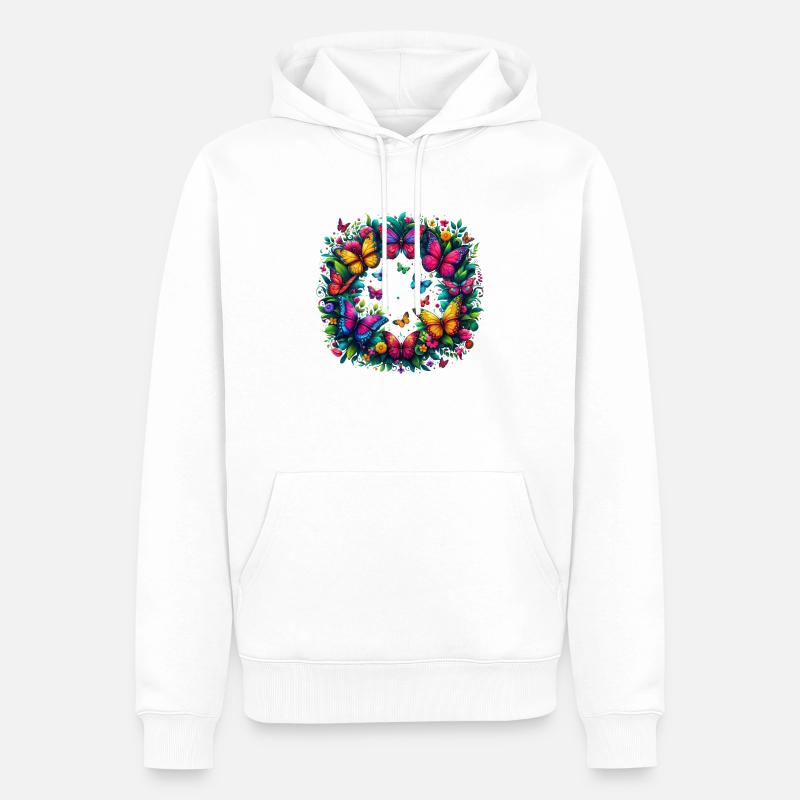 Papillons 3 - Sweat à capuche Premium bio Homme - blanc