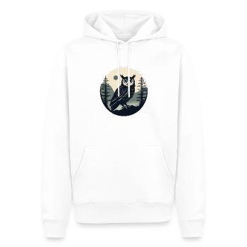 Eule - Männer Premium Bio Hoodie - Weiß - Vorne - Nico (187cm)
