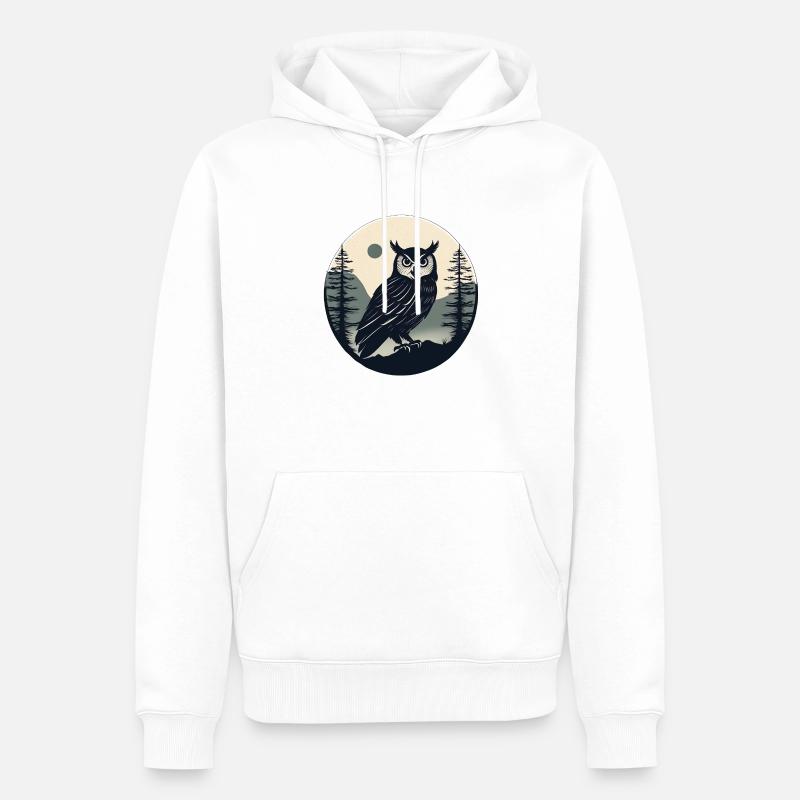 Eule - Männer Premium Bio Hoodie - Weiß