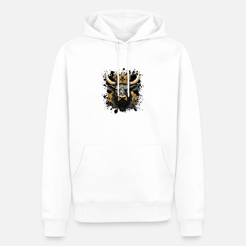 Vache Couronne de vache - Sweat à capuche Premium bio Homme - blanc