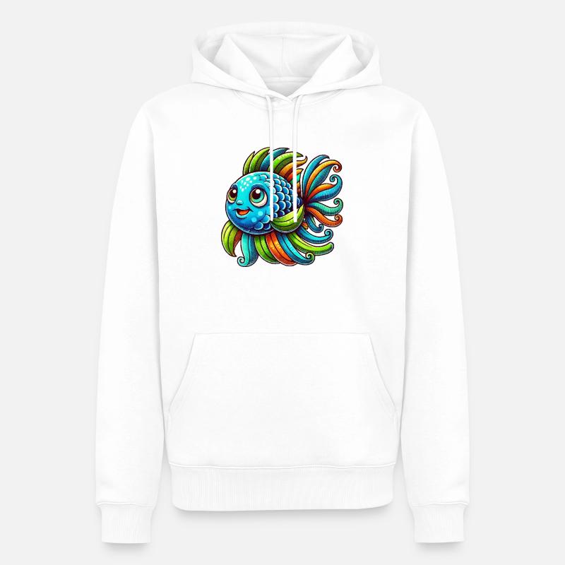Bande dessinée de poisson - Sweat à capuche Premium bio Homme - blanc